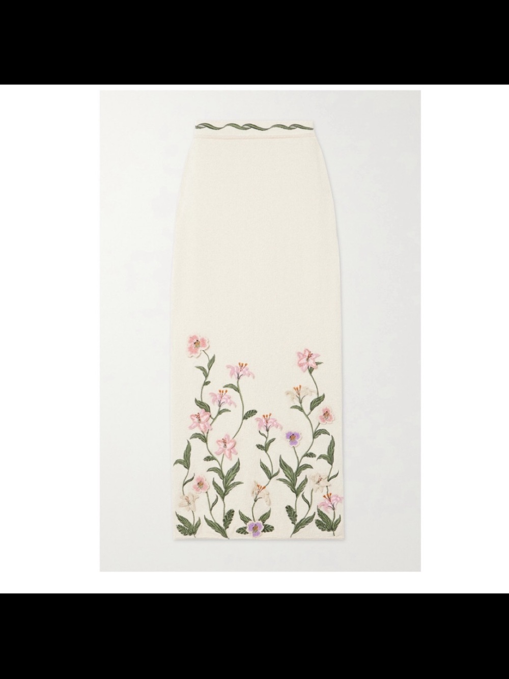 Agua by Agua Bendita Cream Embroidered Floral Pencil Skirt - Picture 8 of 9